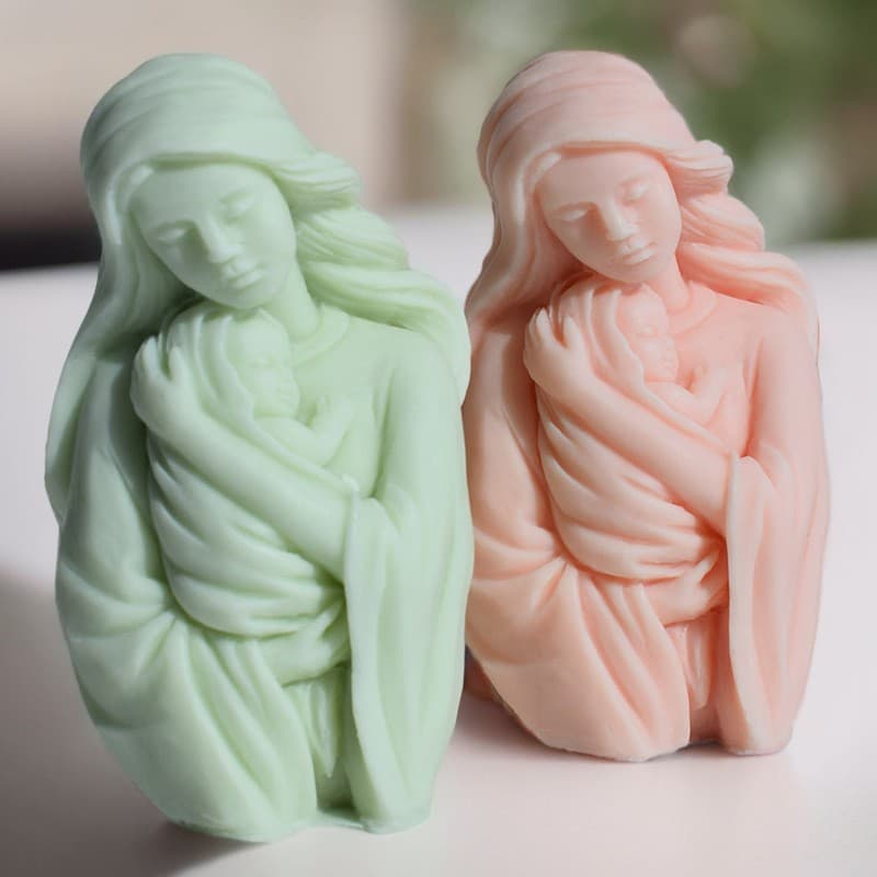 3D mother and child hugging candle silicone mold DIY Mother's Day plaster glue ornament portrait aromatherapy candle mold