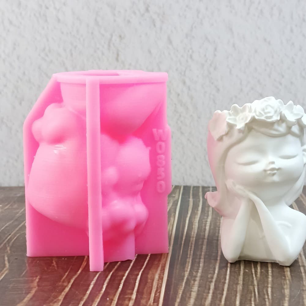 Garland Girl Flower Pot Ornament Mold Ornament Candle Plaster DIY Plaster Ornament Candle Holder Silicone Mold W0850