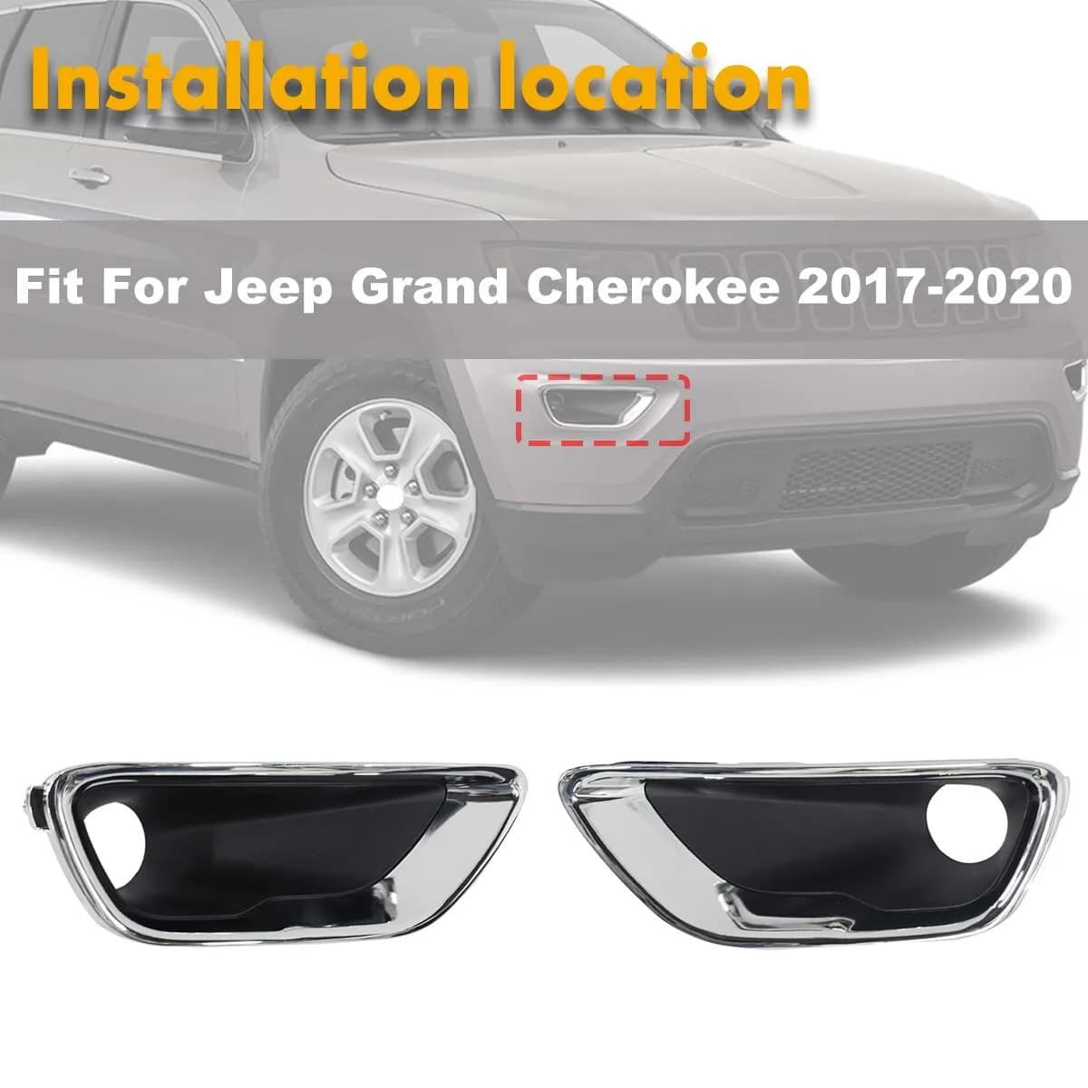 Compatible with 2020-2022 JEEP Grand Cherokee Front Bumper Fog Light Frame 5ZM55SZOAA
