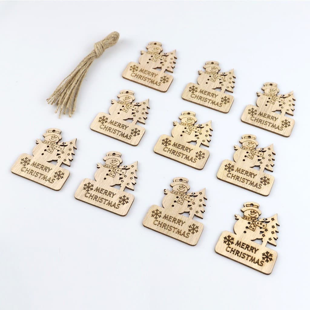 Creative Wooden Craft Christmas Tree Decoration DIY Laser Engraved Wood Slices Home Wooden Hanging Ornaments