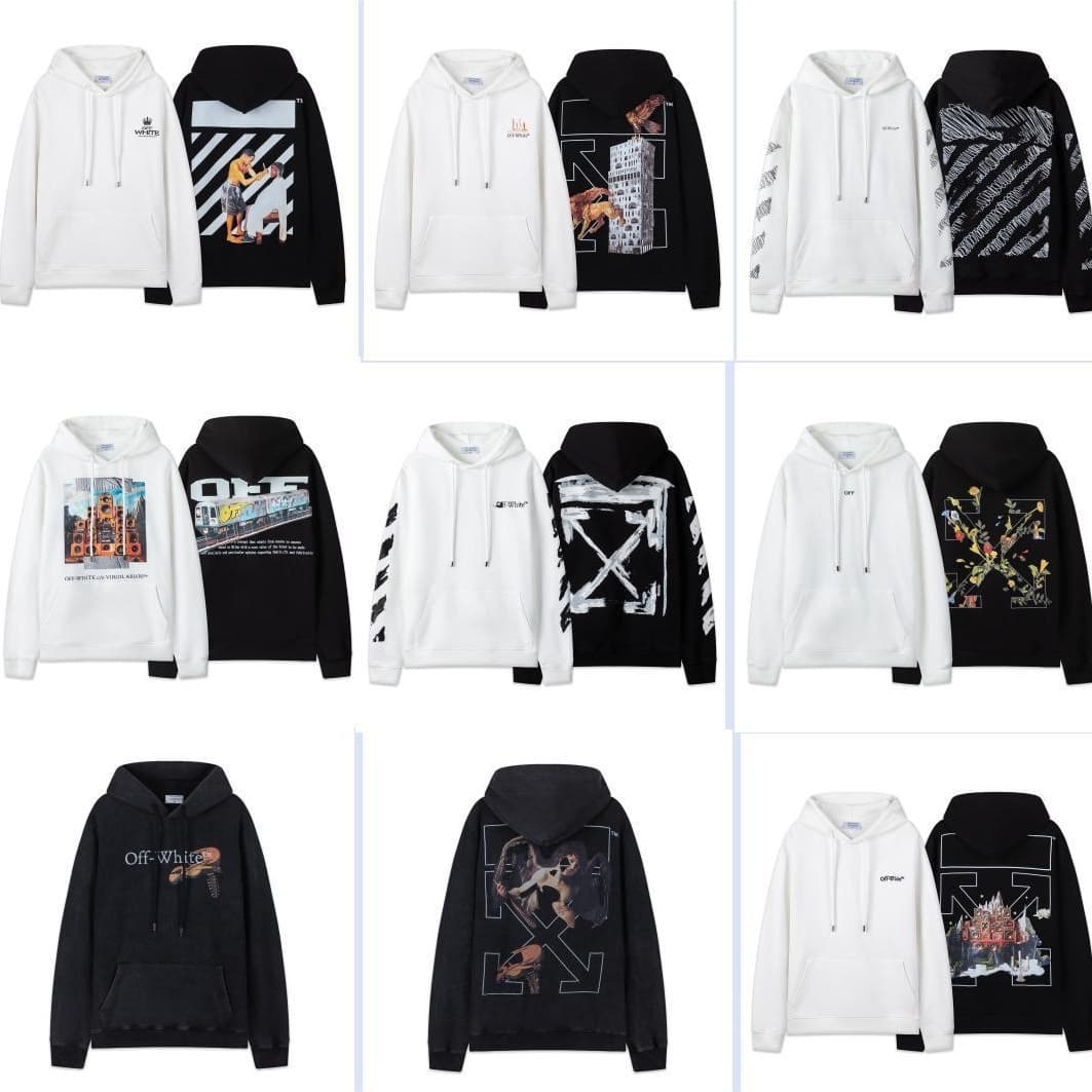 Cross-border European and American foreign trade wholesale autumn and winter new OW portrait oil painting printed hooded sweatshirts for men and women are trendy