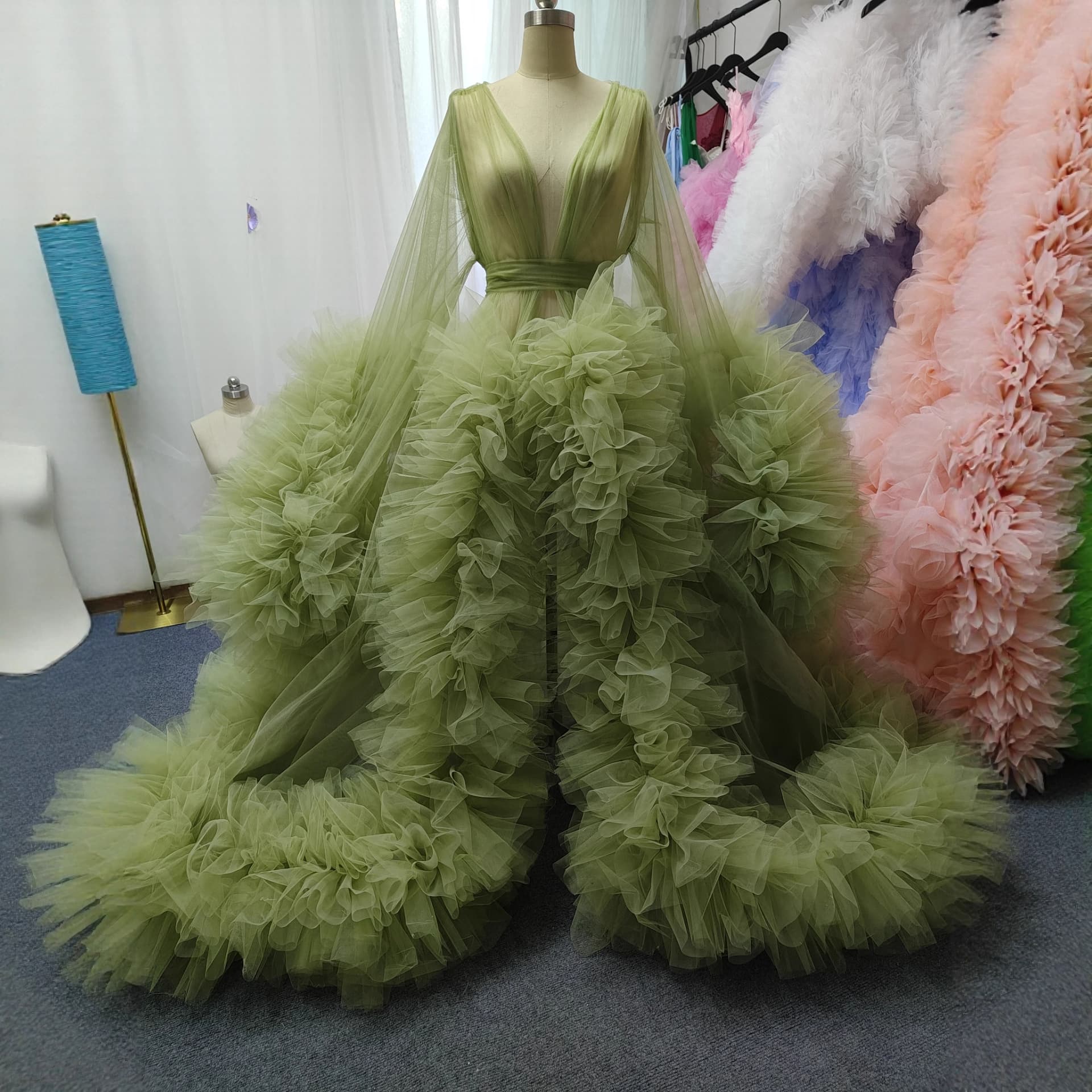 Foreign Trade E-Commerce Thin Mesh Maternity Dress Long Skirt Photo Shoot Catwalk Ball Dress Factory Direct Sales Can Be Customized