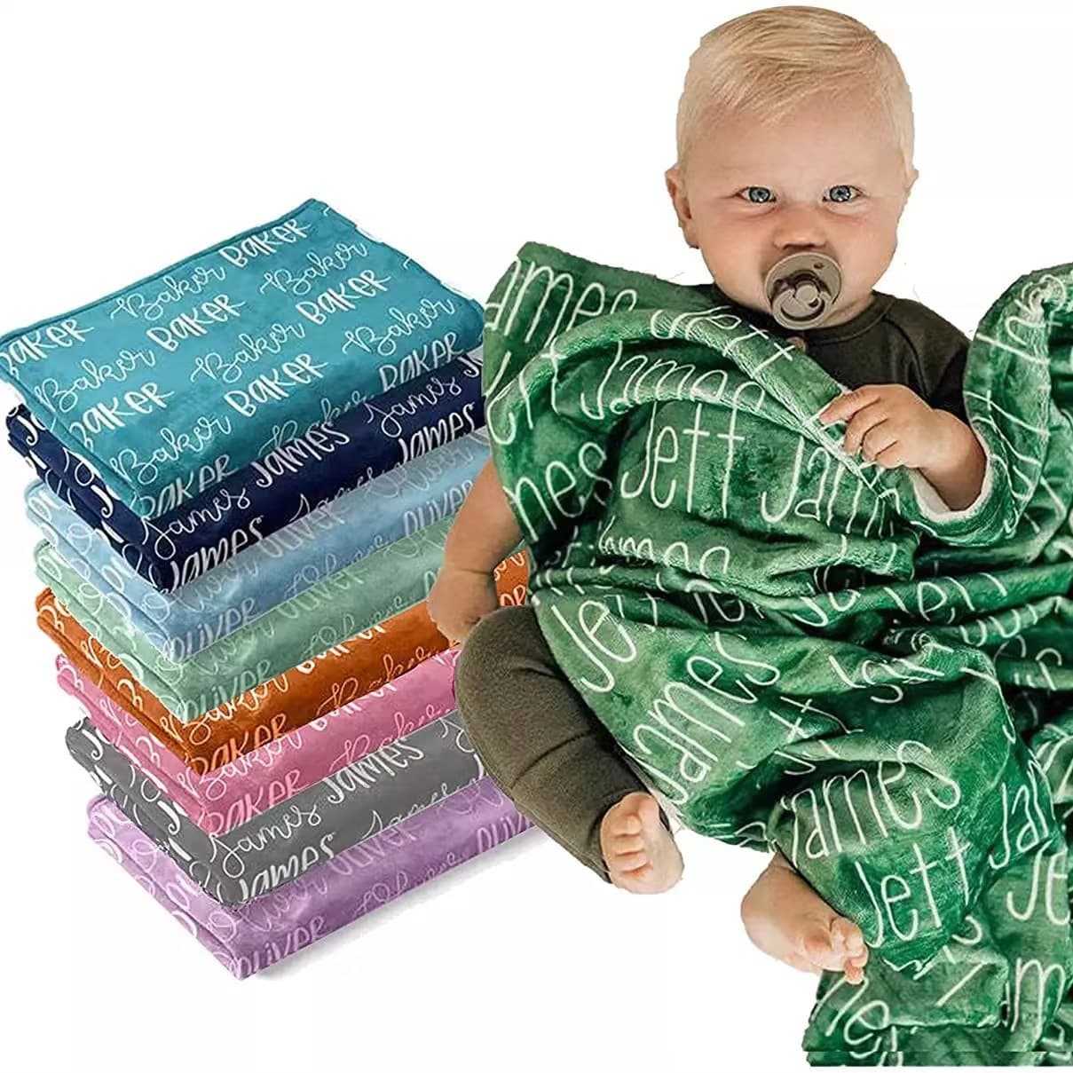 Amazon Personalized Baby Blanket with Name, Custom Baby Girl Blanket, Newborn Baby Boy Gift Blanket