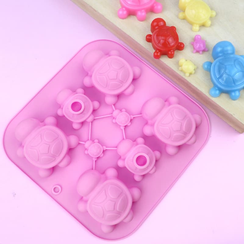 Xunwei In Stock 8-Connected Turtle Jelly Mold Silicone Cake Mold DIY Handmade Soap Wax Bead Mold Mousse