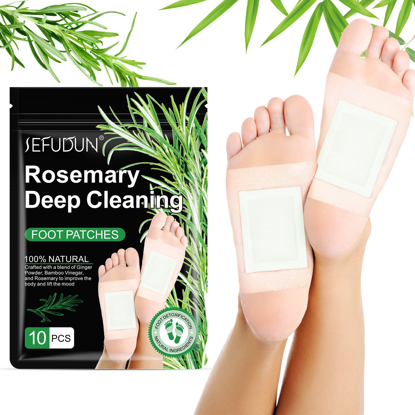 Amazon's best-selling SEFUDUN Rosemary Foot Patches - Foot Care, Moisture Relief, Fatigue Relief, and Sleep Promotion Patches