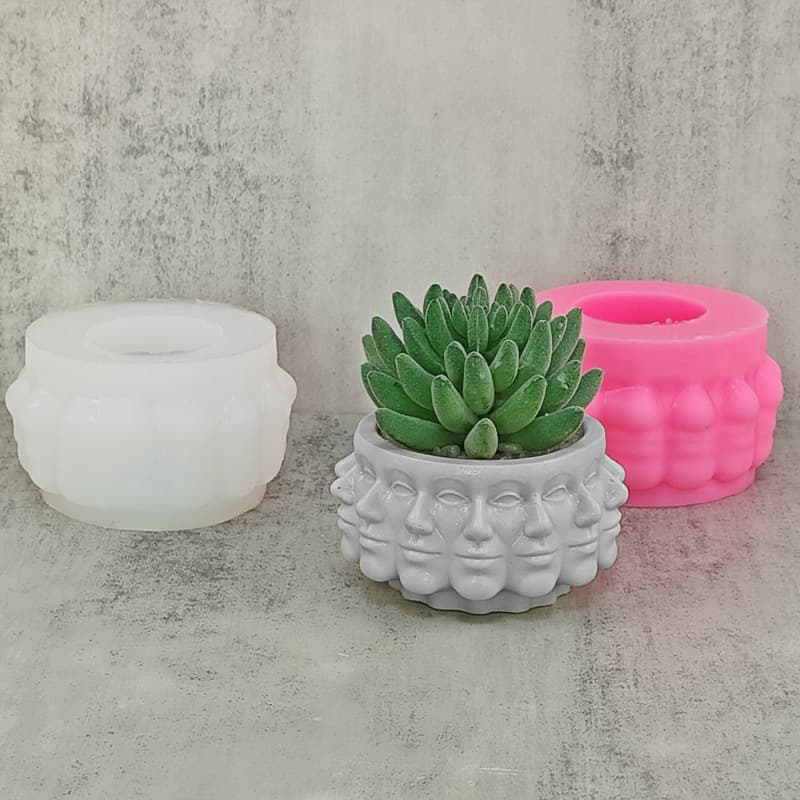 Face Planter Silicone Mold Surround Face Cement Gypsum Planter Succulent Mold DIY Resin Potted Plant Decoration
