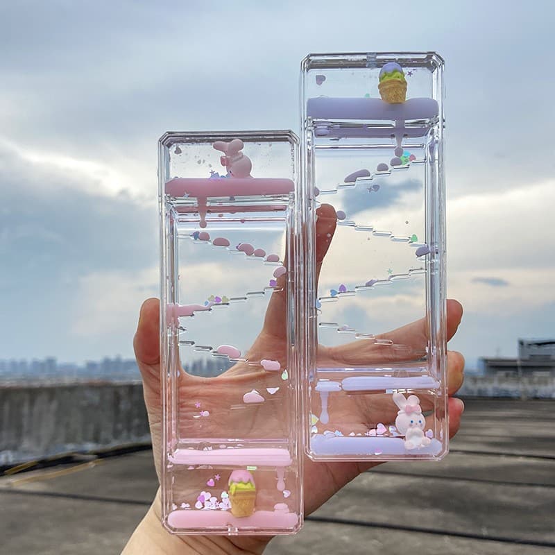 New Cartoon Liquid Hourglass Oil Drop Ornament, Transparent Acrylic Oil Leak Stress-Relief Craft, Creative Gift