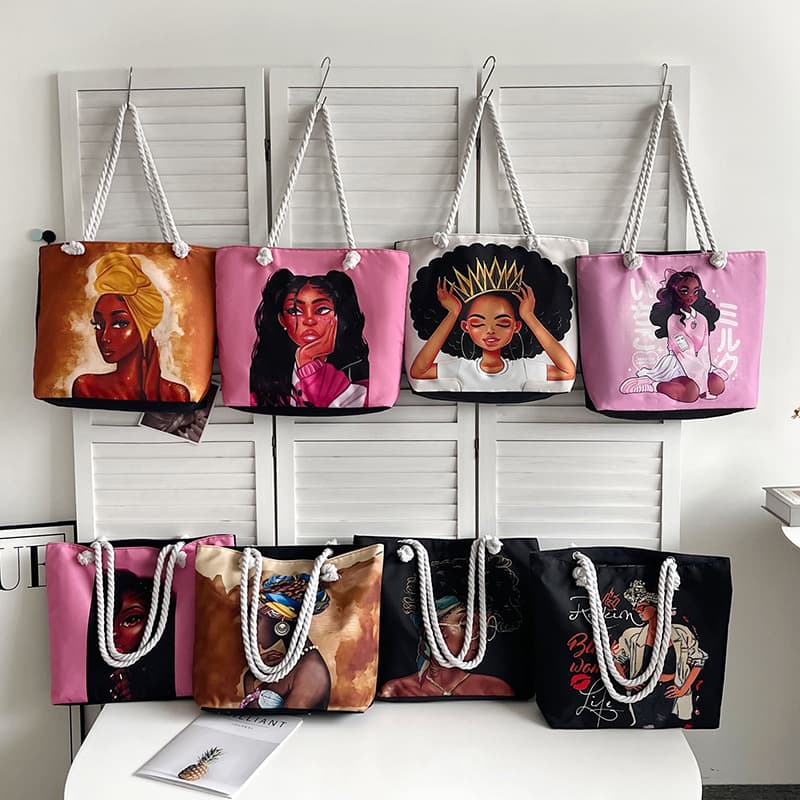 Printed Tote Bag Women 2025 New Large Capacity Shopping Bag Crossbody Handbag Canvas Shoulder Bag Women Bags