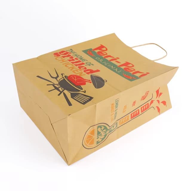 Custom Paper Bags with Handles, Factory Price Kraft Paper Bags with Film, Cheap Food Bags