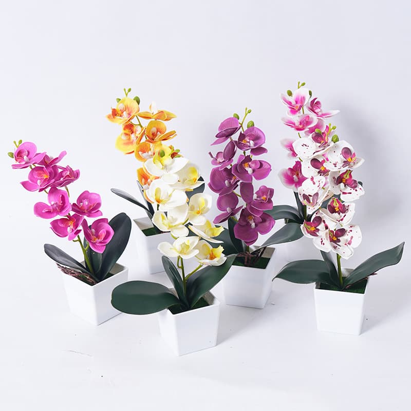 Creative Butterfly Orchid Potted Plant Eight Heads Artificial Flower Home Decorations Environmentally Friendly Silk Flowers