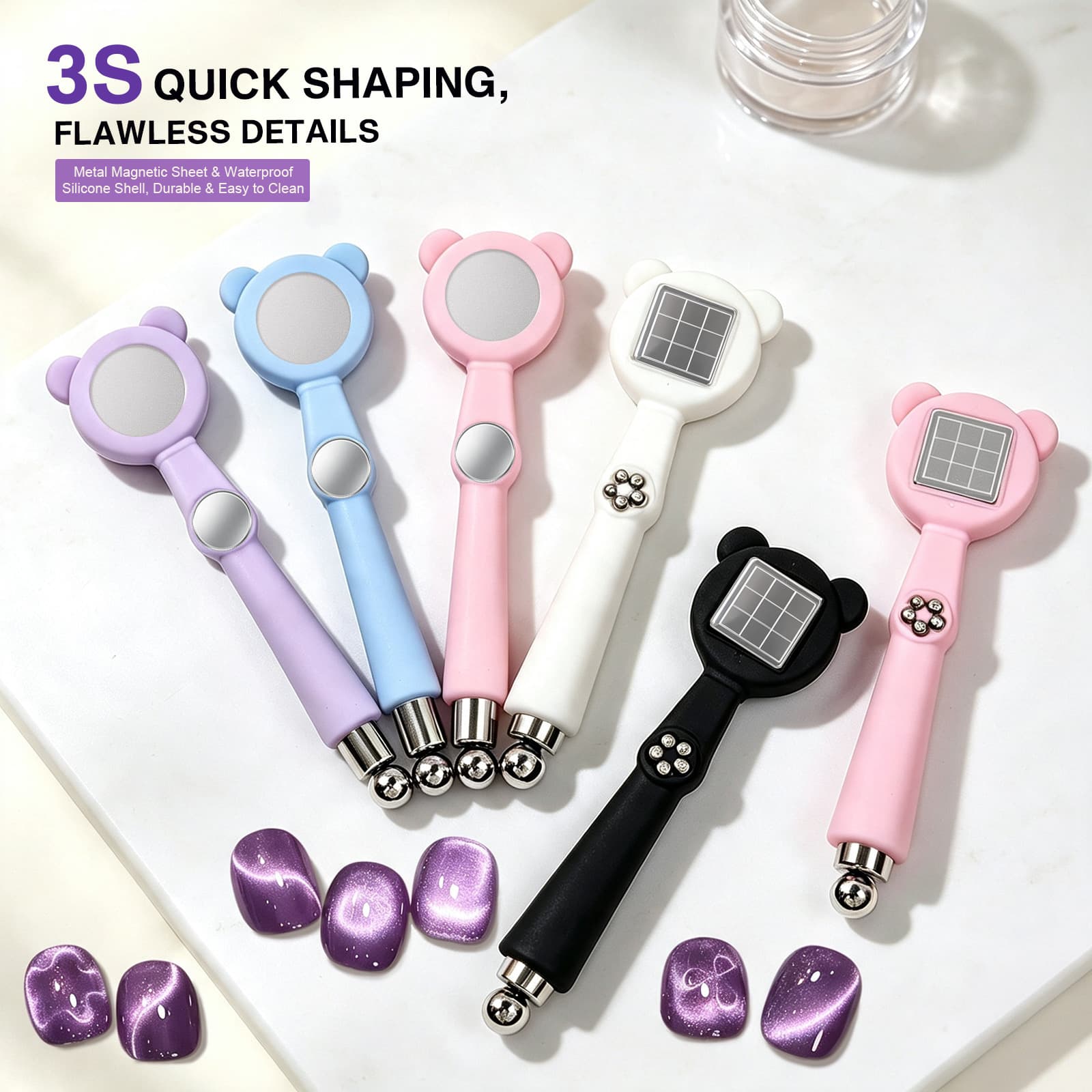 New Bear 6-in-1 Magnet Ribbon Cat Eye Five-Pointed Star Cat Eye Strong Magnetic Glass Bead Nail Magnet