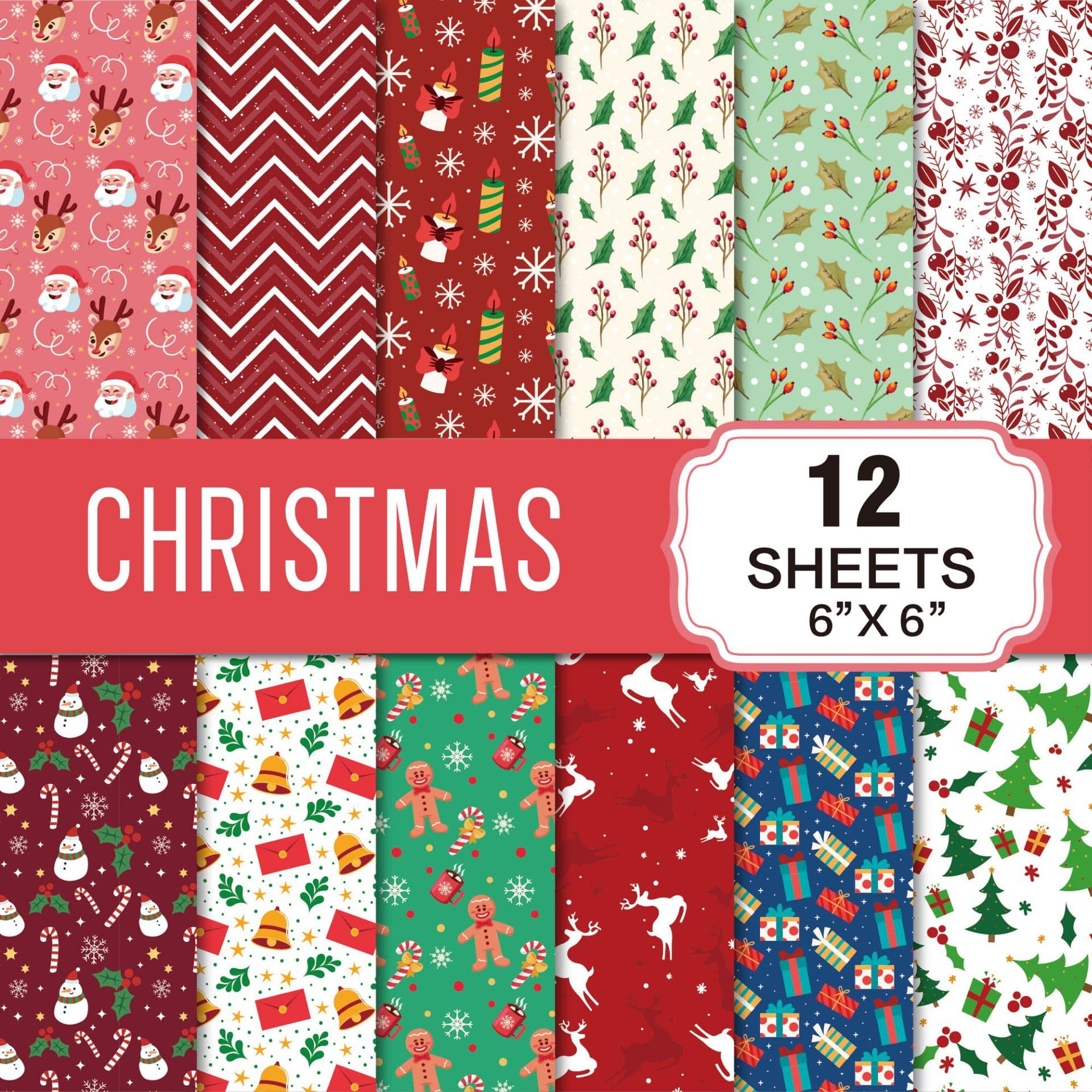 Cross-border Merry Christmas Snowman Leaves Journal Collage Background Paper, Scrapbook Christmas Pattern Paper