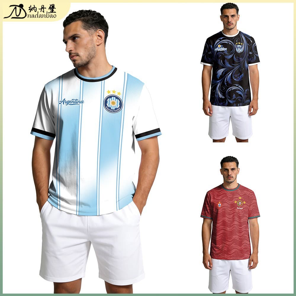 2026 Cross-border New World Cup Portugal Argentina Fan Version Jersey Quick-Dry Breathable Short Sleeve Men's T-Shirt