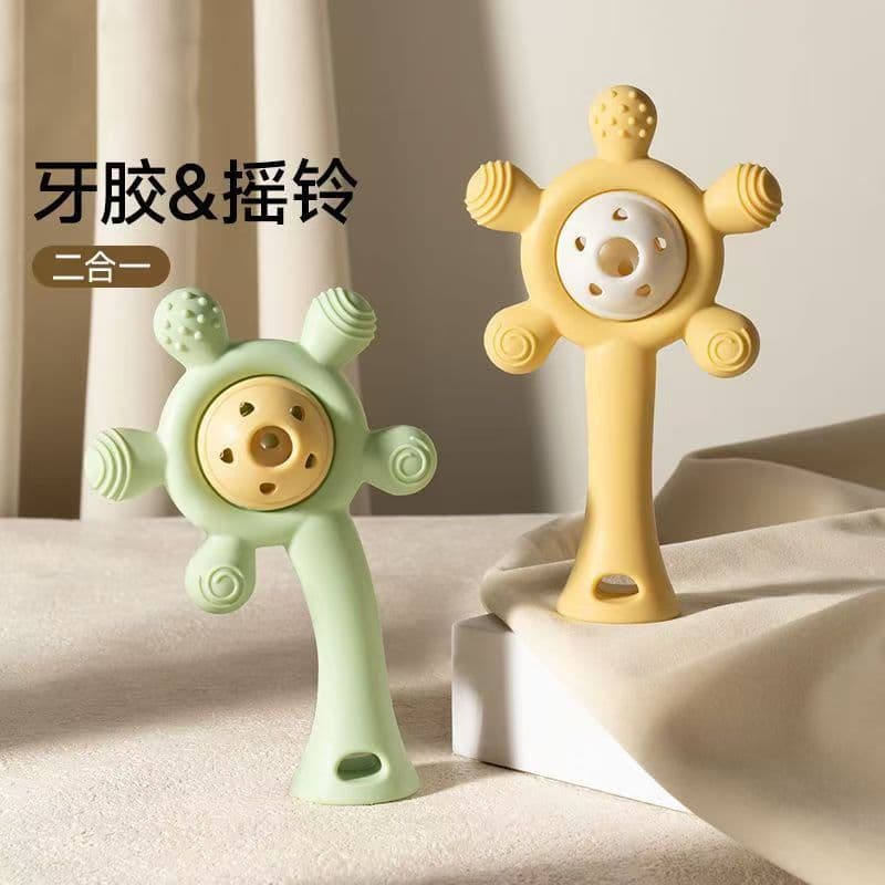 Cross-border Exclusive Windmill Teething Toy Teether for Babies Oral Stage Chew Toy Anti-Biting Hand Silicone Teether