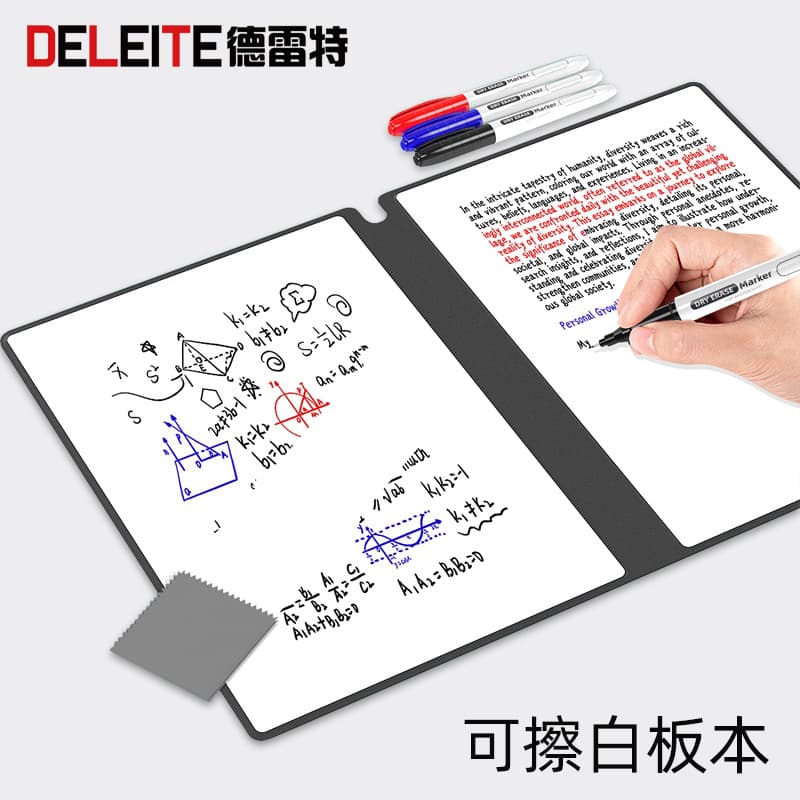 Desktop Small Whiteboard with Foldable Stand, Non-Magnetic, for Business Meetings, Office Notes, Leather Cover, Writing and Storage, Erasable