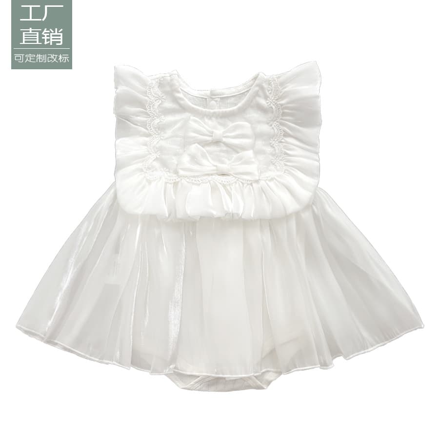 Baby Girl Summer Romper Bodysuit, Fashionable Newborn 100 Days Princess Diaper Cover Dress