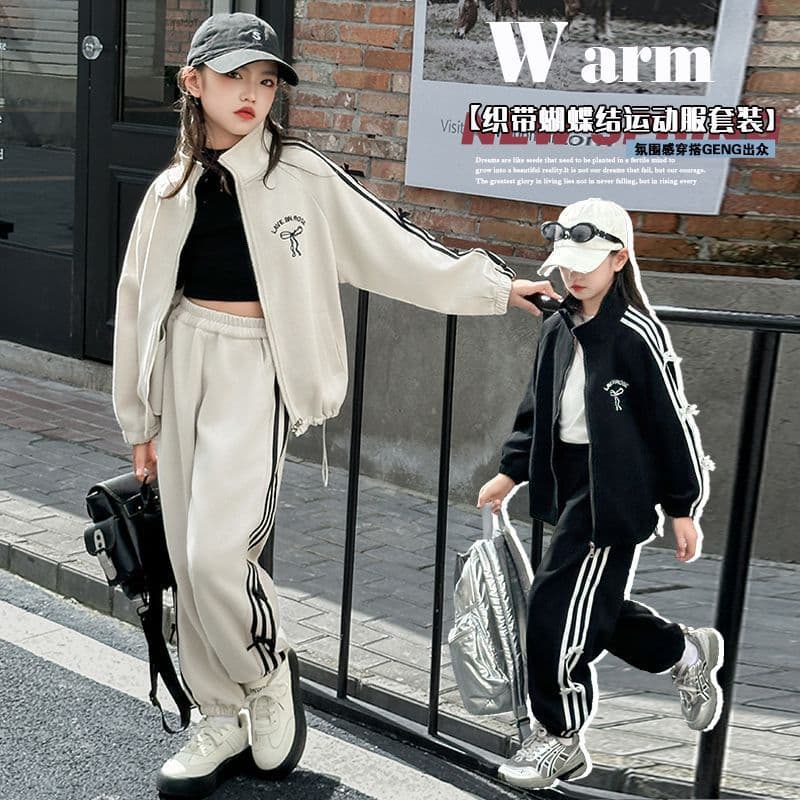 Girls' Autumn Sportswear Set Stylish and Trendy for Older Kids 2024 New Children's Casual Two-Piece Outfit