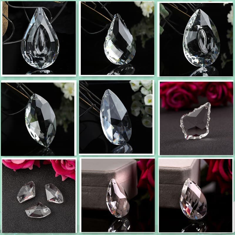 38MM Crystal Mesh Grid Dragon Eye Marquee Pear Shape Maple Leaf Pipa Lighting Bead Curtain Door Curtain Sun Catcher Pendant