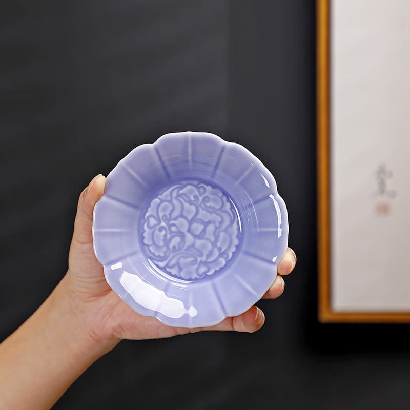 Ceramic Chinese-style Small Tea Plate, Retro Snack Dish, Condiment Dish, Lotus Pastry Plate, Restaurant Small Cold Dish Plating