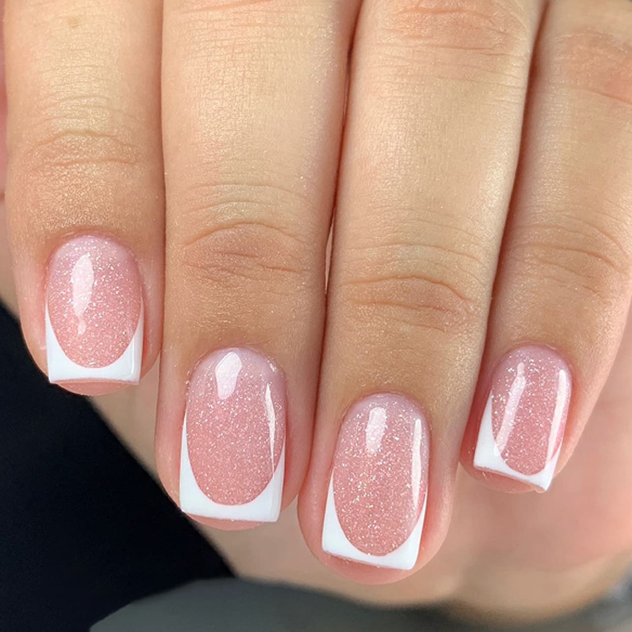 Classic Nude Pink French White Press On Nails Simple Cross-Border Hot Sale Square Shape Manicure Press On Nails