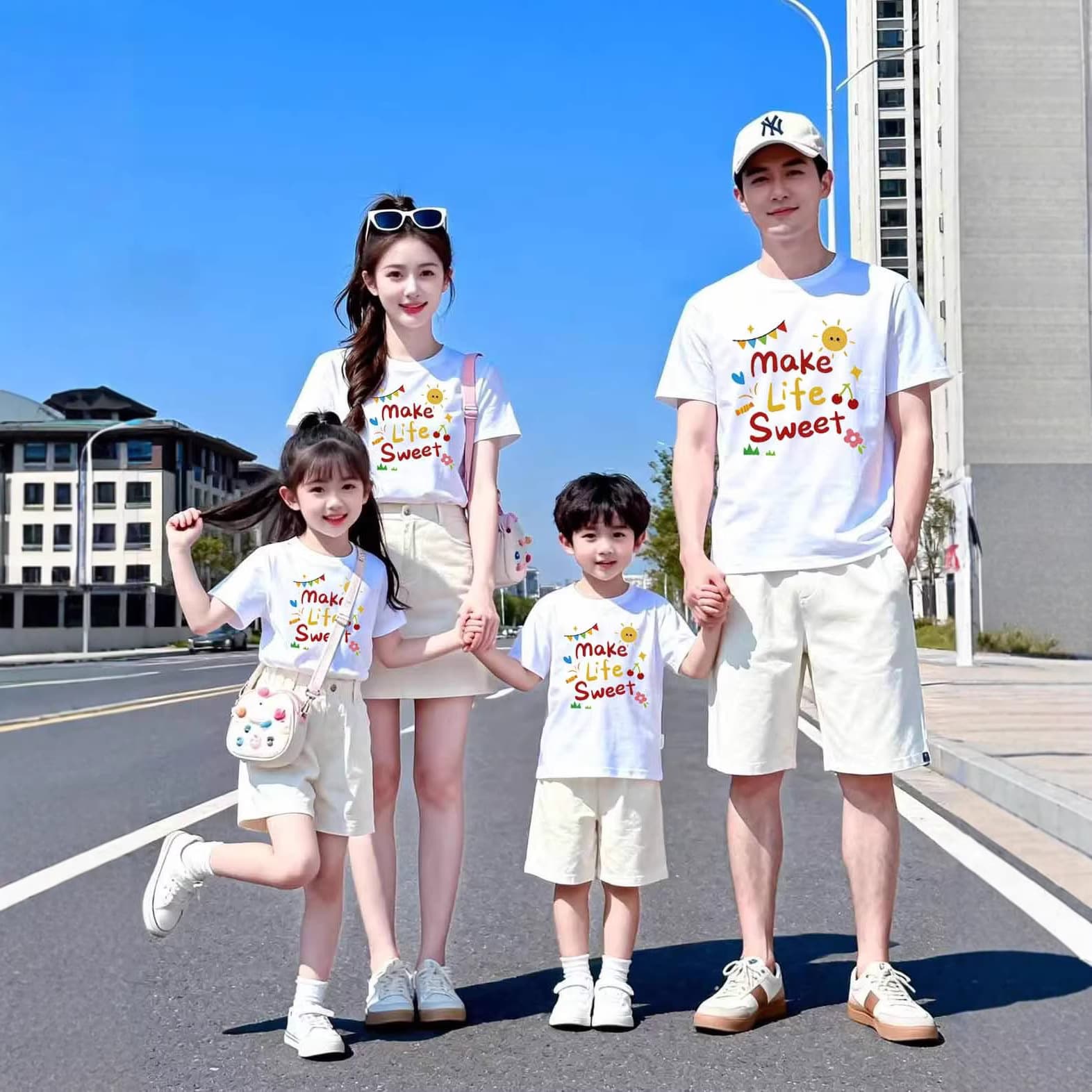 Hot-Selling Trendy Short-Sleeve T-Shirt for Family Matching (Parent-Child, Mother-Daughter, Mother-Son, Family of Three or Four) – Summer New Arrival Factory Direct