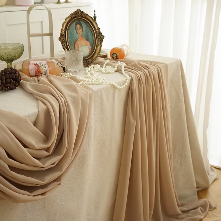 Off-White Cotton Linen Tablecloth Flax Color Wedding Birthday Dessert Table Cover Thickened Greige Fabric Photography Backdrop Decorative Hanging Cloth