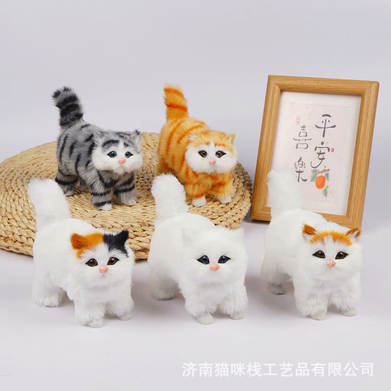 Cross-border Five-Color Station Cat Simulation Cat Pet Model Home Decoration Ornament Simulation Animal Model Handicrafts