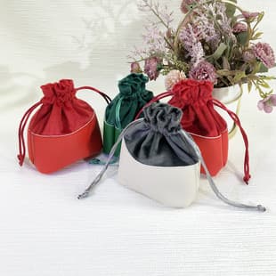 2026 New PU Leather Velvet Round Bottom Drawstring Bag for Gold Jewelry Storage Gift Bag Factory Wholesale