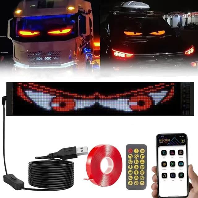 New Car Soft Screen USB Vehicle Flexible LED Demon Eye APP Bluetooth Smart Screen Window LED Light