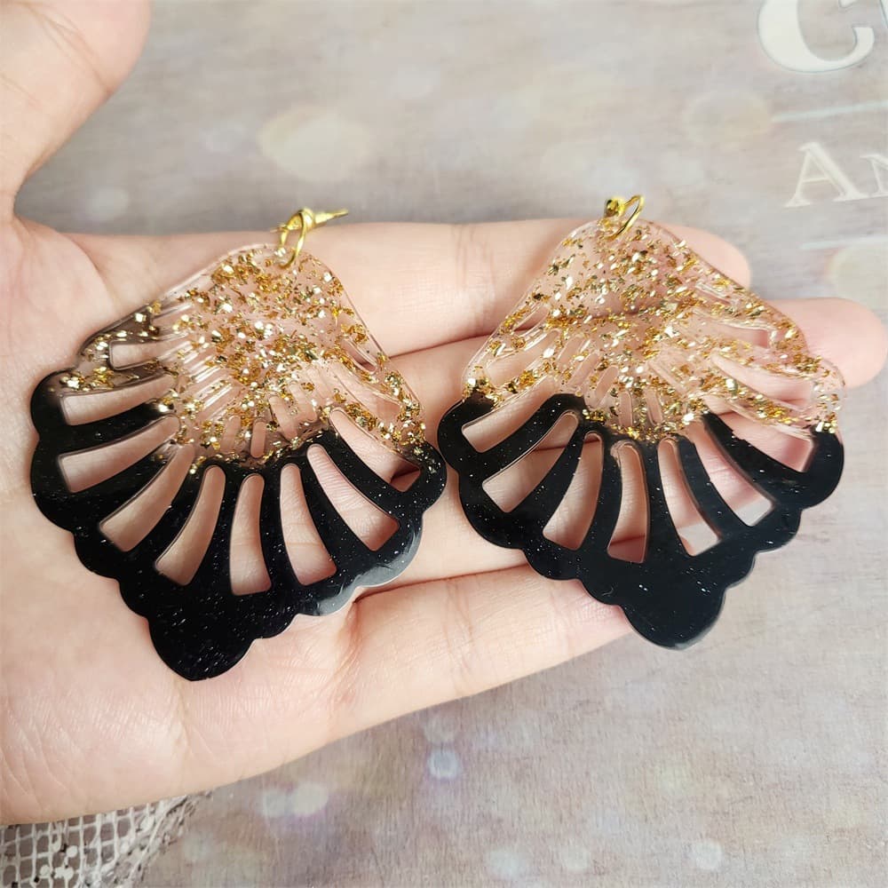 Z0080 Fan Shell Eardrop Mold Crystal Epoxy Silicone Mold DIY Decorative Silicone Mold