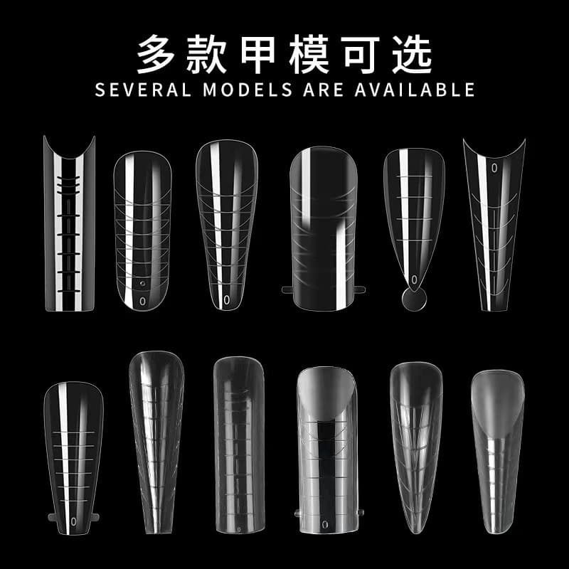Nail Form Mixed Pack 12 Styles, Paperless Extension Crystal Nail Tips Transparent Nail Molds 288pcs for Cross-border