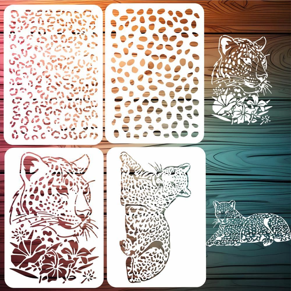 Cross-Border Leopard Pattern Hollow-Out Painting Template Foreign Trade Animal DIY Set Leopard Print Plastic Pattern