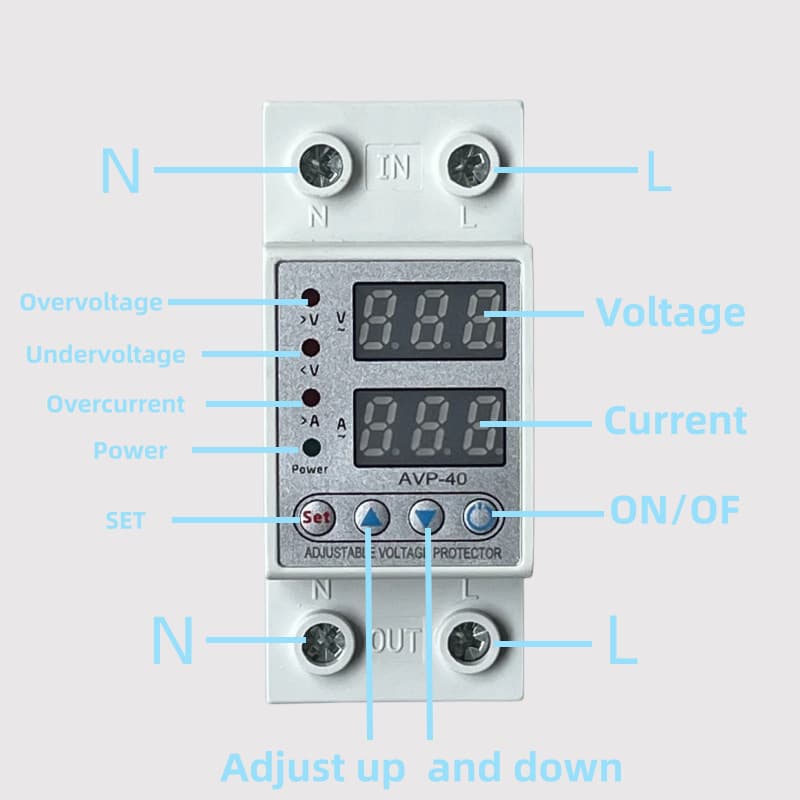 AVP-63 Self-Resetting Overvoltage Undervoltage Protector AC 230V System Voltage and Current Regulating Protector