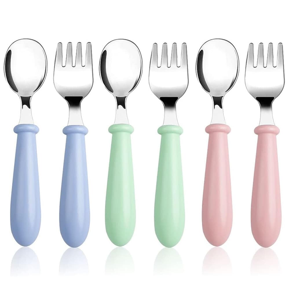 6-Piece Toddler Utensils Children Silverware Baby Fork and Spoon Set, Stainless Steel Kid-Safe Dining Spoon