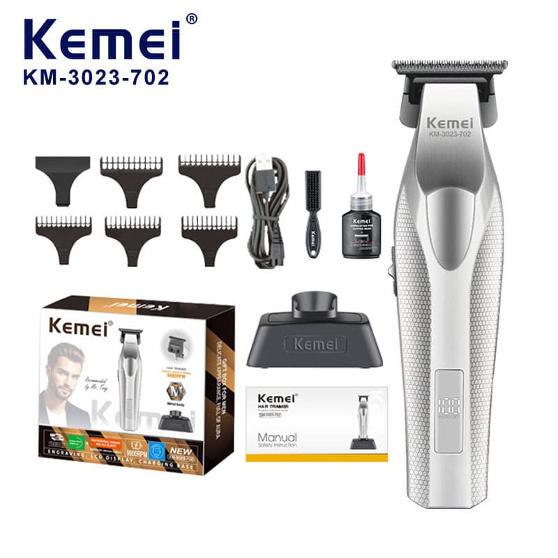 Kemei Professional Hair Clipper KM-3023 Metal T-Blade Trimmer Electric Hair Clipper for Barbers