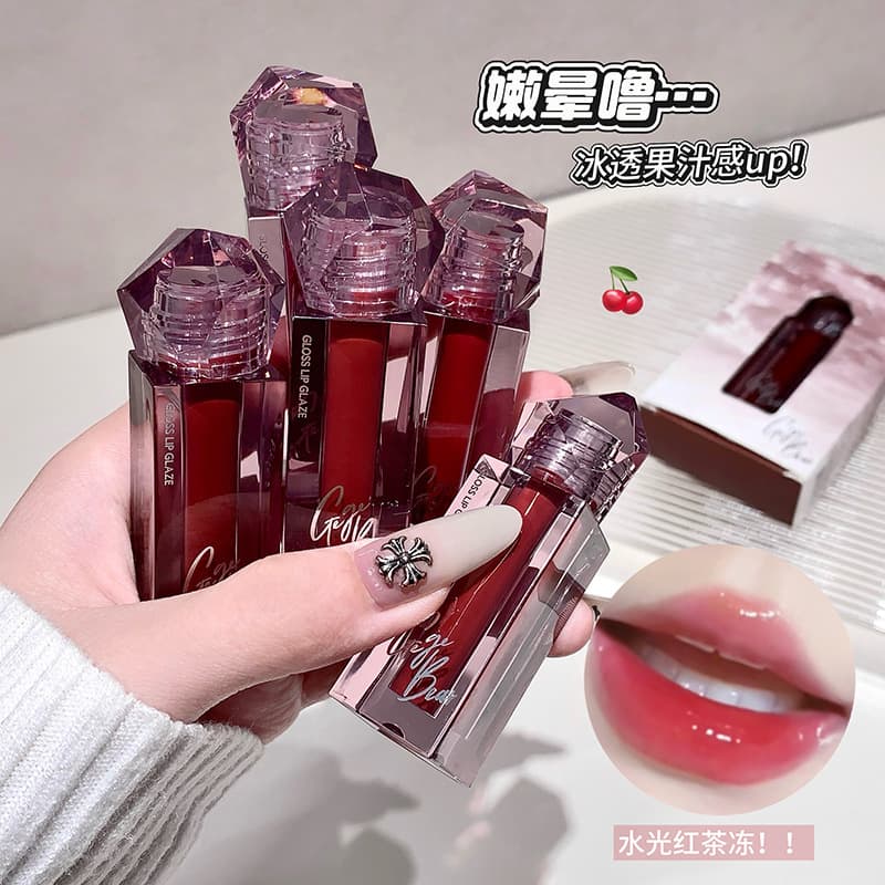 Gege bear crystal diamond water gloss lip glaze pure desire white boiled water clear cross-border beauty lipstick color temperament autumn and winter
