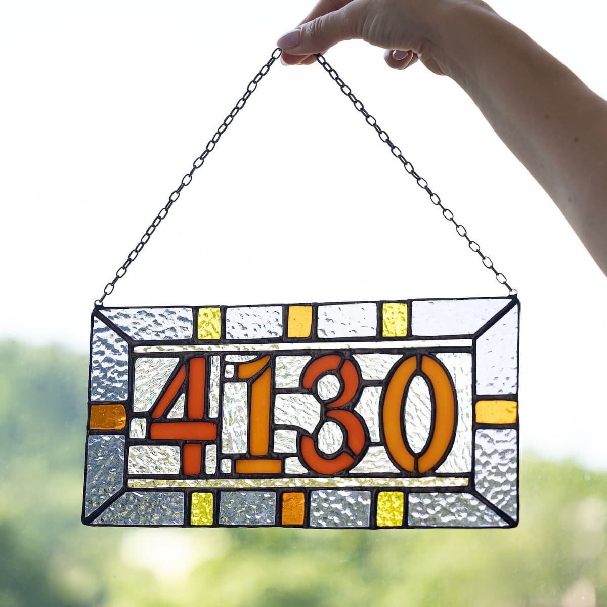 Custom Stained Glass Numbers, Acrylic Window Hanging Wall Decor for Living Room