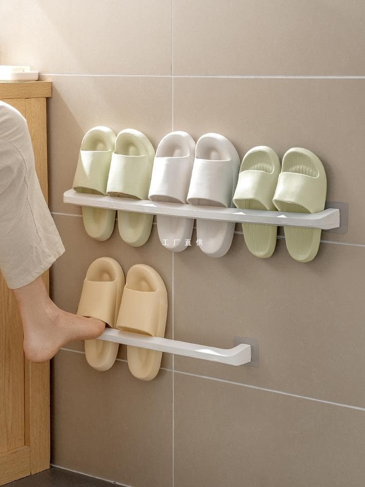 Bathroom slipper rack, no drilling required, bathroom storage rack, shoe organizer, toilet wall-mounted bracket, drainer