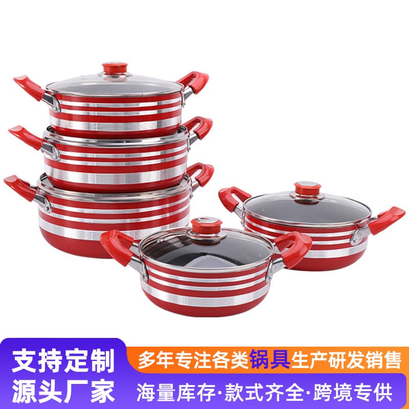 Thickened Stockpot Set with Frypan, Stainless Steel 5-Piece Cookware Gift Set