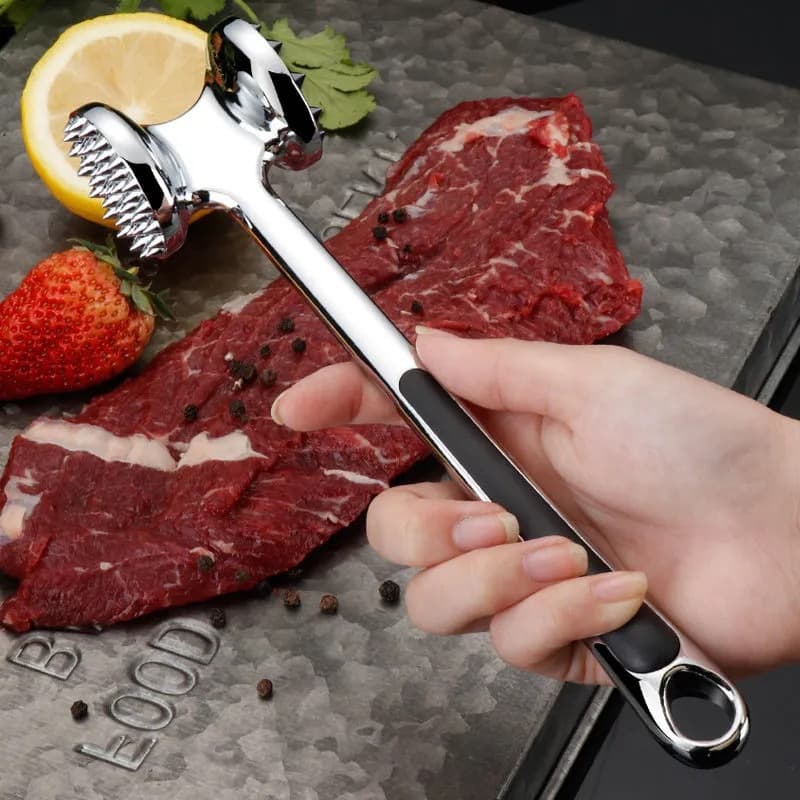 Solid meat hammer, steak hammer, tendon breaker, kitchen household smashing and tenderizing tool, double-sided meat hammer