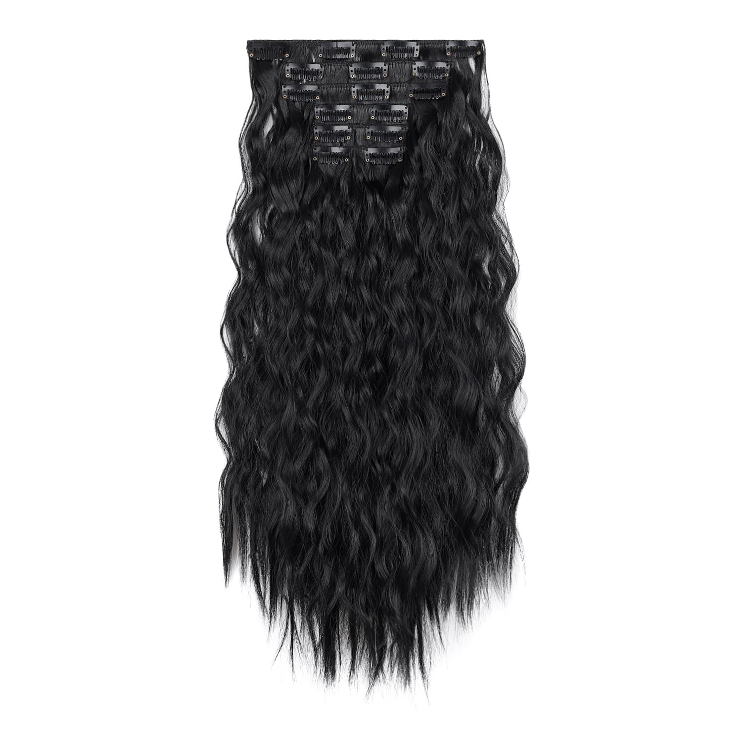 Cross-border Hot Selling 6-Piece Hair Extension Set for Women, 16 Clips Corn Rows Curly Synthetic Hair Clip-In Hairpieces Wholesale