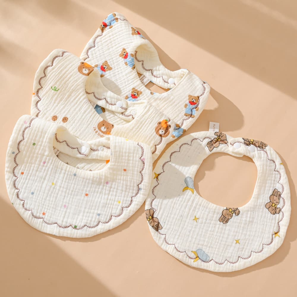 Pure Cotton Baby Bibs, Class A Cotton Gauze Children's Bibs, Soft Six-Layer Gauze Newborn Drool Cloths
