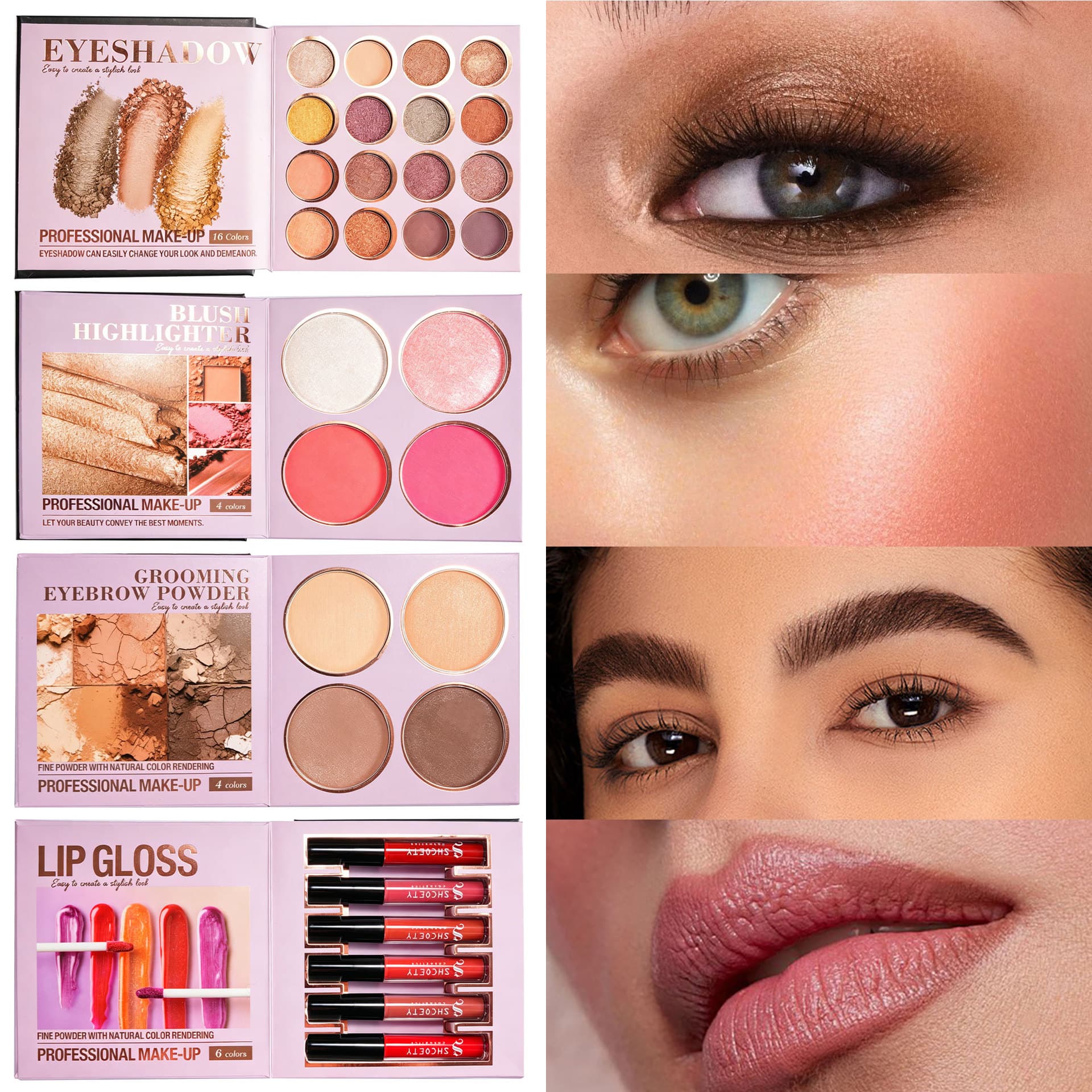 SHCOETY four-layer makeup book 30-color eye shadow palette pearlescent matte flash makeup artist multi-functional all-in-one palette