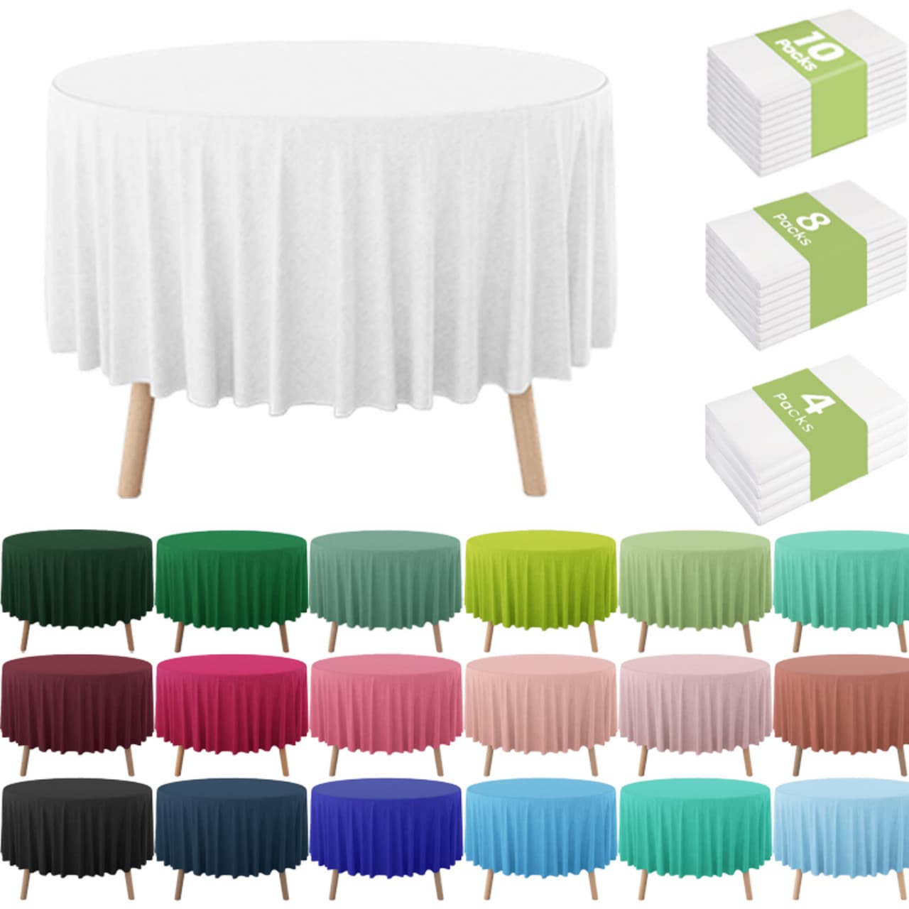 Amazon Hot Selling Plastic Disposable Tablecloth Waterproof Oil-resistant Birthday Wedding Party Round Tablecloth 84in