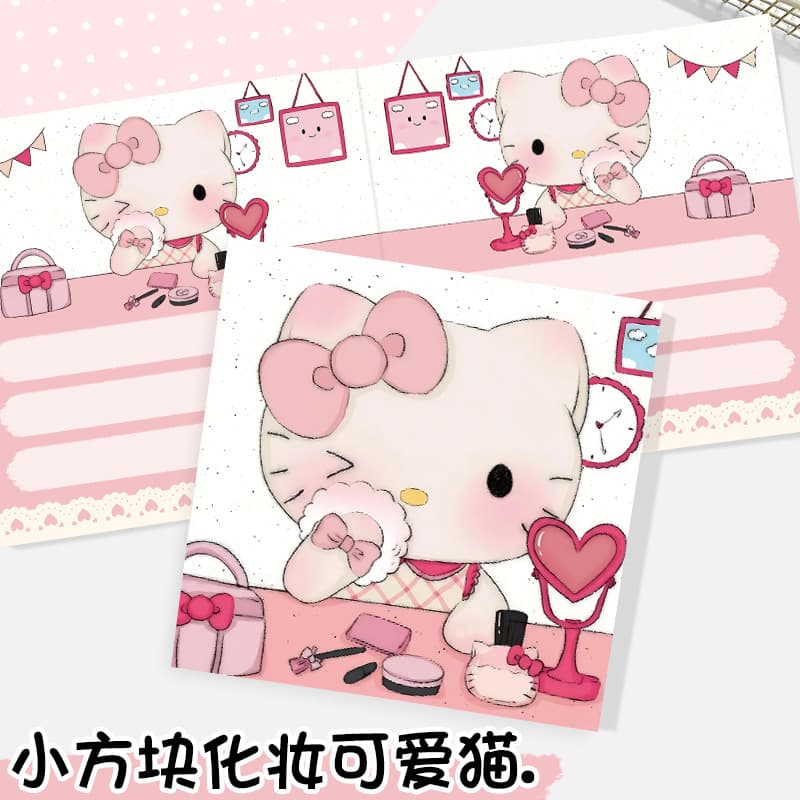 Makeup cute cat small square coloring pages flat notebook new notebook student pocket notebook Japanese and Korean cartoon handbook