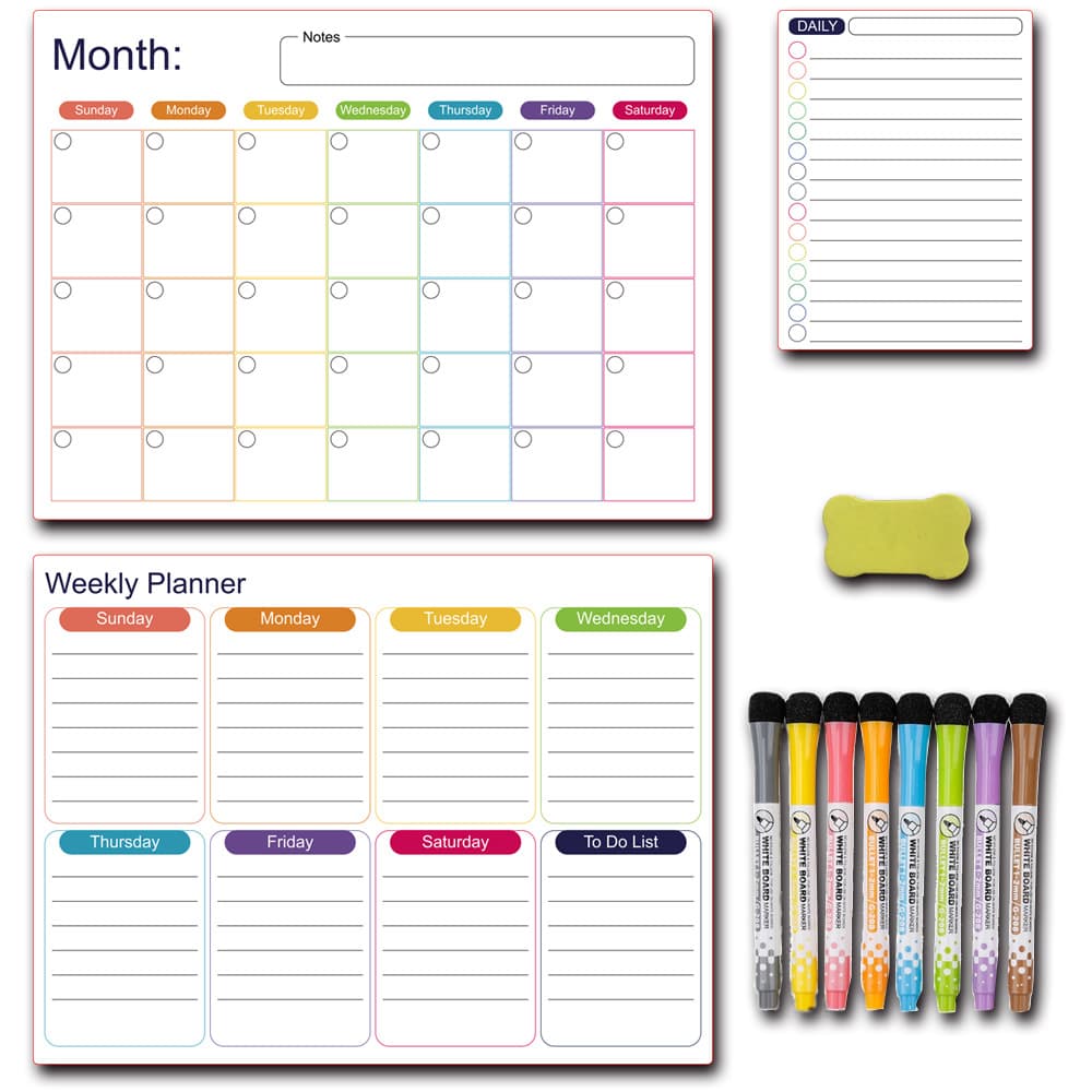 Cross-border magnetic refrigerator housework message stickers, schedule, monthly calendar, menu, daily affairs notes, whiteboard set