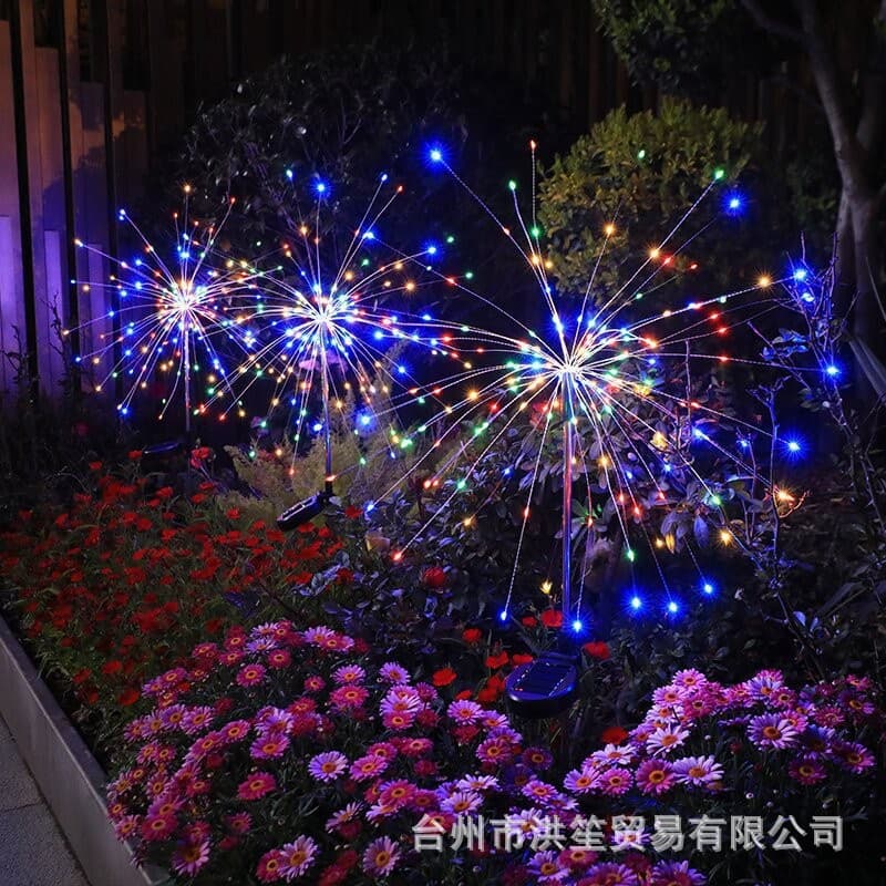 Solar-powered LED fireworks lights for outdoor courtyards, gardens, lawns, corridors, balconies, and gardens, decorative floor inserts