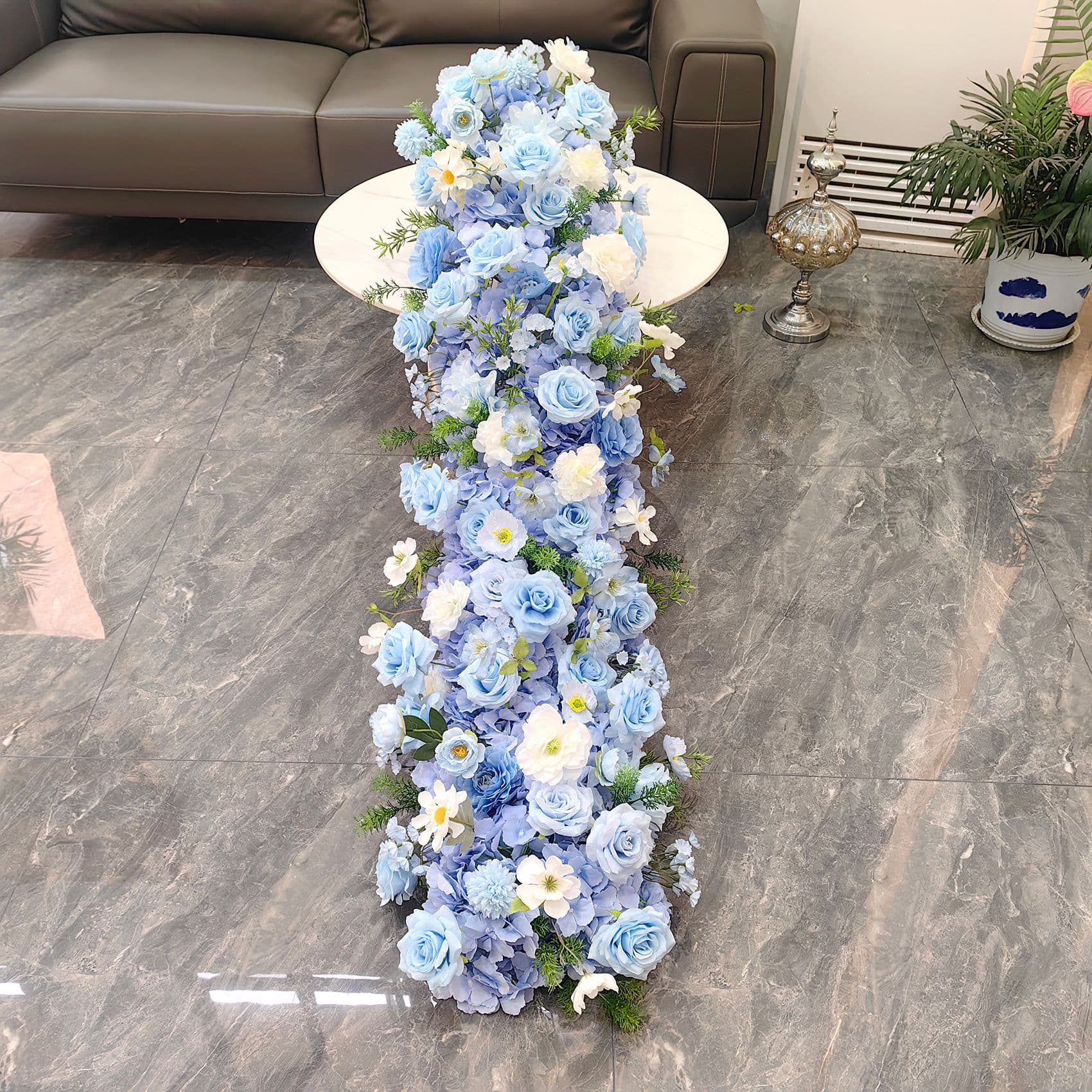 Pink Purple Long Table Flower Arrangement for Hotel Wedding Banquet Festival Decoration Artificial Fake Flowers