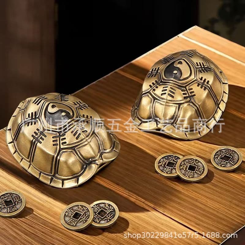 Brass tortoise shell Bagua tortoise shell ornament, home decoration, playable handheld piece, stress relief, cultural artifact, hand-held tortoise shell tabletop display