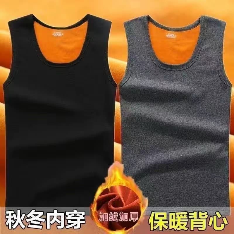 Factory Wholesale Winter Men's Thermal Vest Fleece-Lined Thick Warm Base Layer Sleeveless Undershirt Solid Color Vest